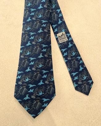 Cravatta Hermès vintage seta blu colombe