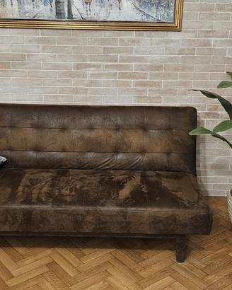 Divano letto  stile vintage marrone