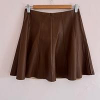 Gonna di pelle marrone - a vita alta - taglia S