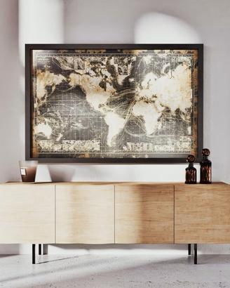 Tavola cartografica del mondo nera illuminata