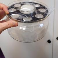 vaso in vetro, con candelina centrale, nuovo