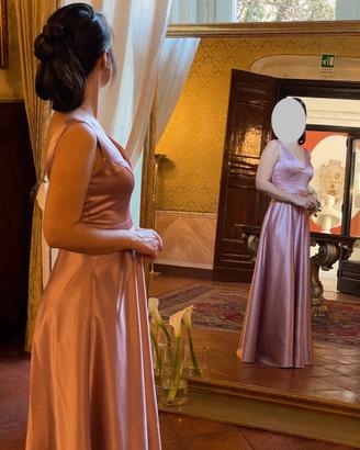 Abito da cerimonia in raso rosa