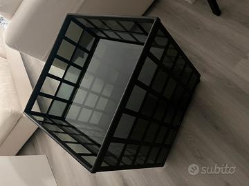 Tavolino di ferro battuto artigianale e vetro