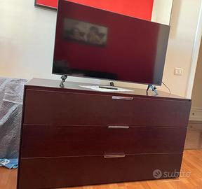 Cassettiera con tre cassetti in legno Rovere