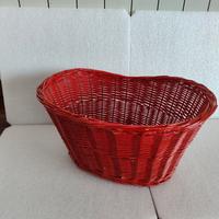Cestino vimini vintage bicicletta rosso