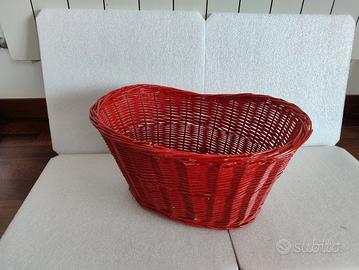 Cestino vimini vintage bicicletta rosso
