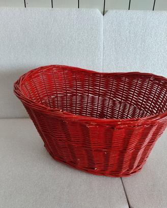 Cestino vimini vintage bicicletta rosso