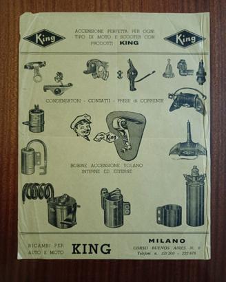 KING condensatori/contatti/ecc.–volantino anni 50