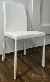Set 4 Sedie moderne pelle bianca 