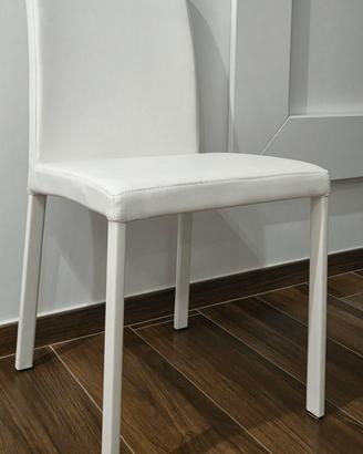 Set 4 Sedie moderne pelle bianca 