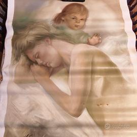 Michele Cicala - Olio su tela donna con bambino