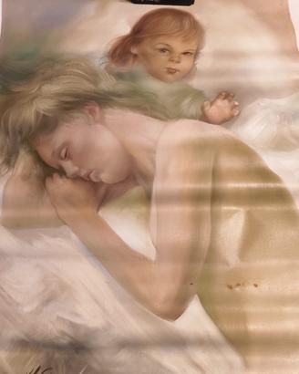 Michele Cicala - Olio su tela donna con bambino