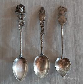 3 Cucchiaini Vintage Argento 800 da collezione 