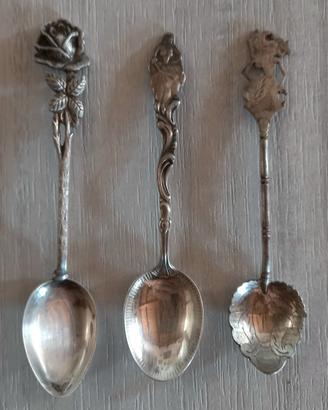 3 Cucchiaini Vintage Argento 800 da collezione 