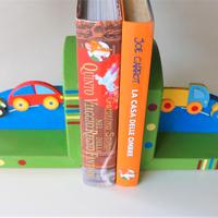 Fermalibri in legno decorati con macchinine