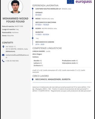 Meccanico ,gommisa ,cantiere nautico ,magazzino,