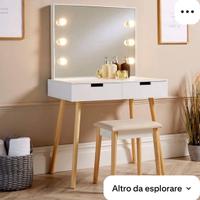 Postazione trucco Specchiera led toletta in legno