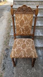  Set 6 Sedie Antiche in Legno Massello Intagliato 