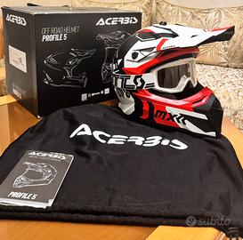 Casco cross Acerbis Profile 5 Bianco Rosso