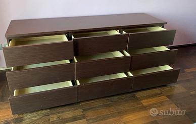 Composizione Comò 9 cassetti e Comodini Wengè