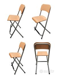 Sgabelli pieghevoli acciaio e legno 