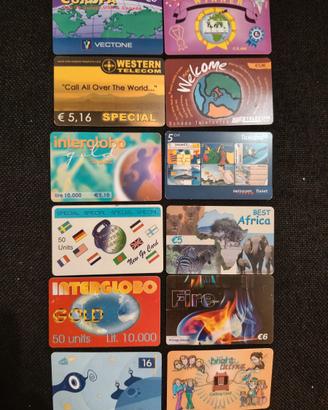 Lotto 12 carte telefoniche internazionali vintage
