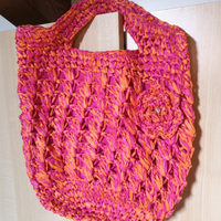 Borsa in rafia fucsia e arancione OVS mai usata