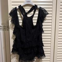 Top Zara Trafaluc in pizzo nero volant taglia  S