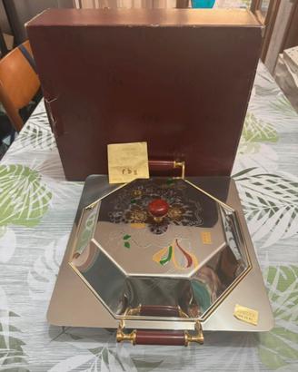 Vassoio  Freddi Benito Giuseppe Acciaio e oro 24k