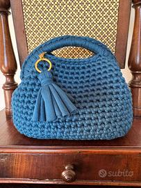 Borsa pochette clutch blu avio