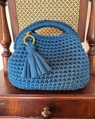 Borsa pochette clutch blu avio