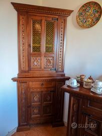 Mobile bar angolare antico in legno anni 70 