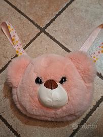zaino peluche rosa  a orso