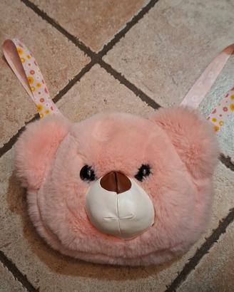 zaino peluche rosa  a orso
