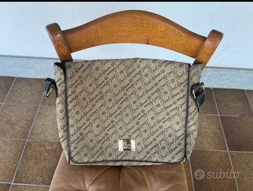 Borsa da scuola in tela marrone Baci&Abbracci