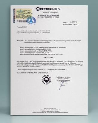 Licenza/attestato conto terzi