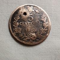 moneta  5 centesimi  vittorio Emanuele  re d'Itali