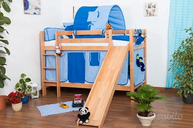 Letto a soppalco "Andi", faggio massello