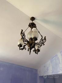 Lampadario bronzo/ottone stile classico/antico
