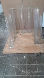 Serie completa di 9 vasi alti in vetro spesso