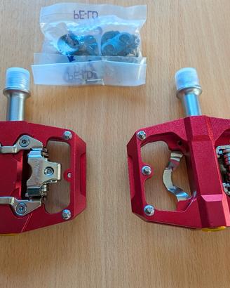 pedali flat per MTB e bike  colore rosso 