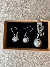 Set gioielli argento 925 con perle