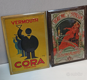 Targhe pubblicitarie Vermouth Cora +Liquore Strega