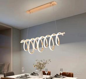 Lampadario a sospensione LED spirale oro 