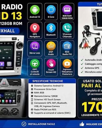 Autoradio Android 13 8GB/128GB GPS Opel