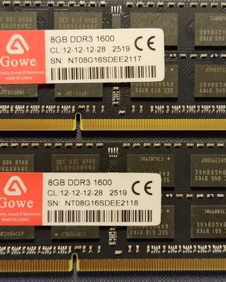Sodimm DDR3 2x8 gb