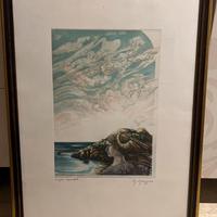 Incisione acquerellata di Giuseppe Guzzone