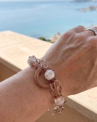 Bracciale Artigianale in Maglia Metallo e pietre