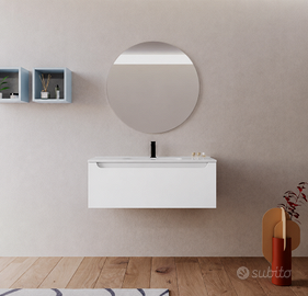 Mobile bagno bianco opaco lavabo/specchio NUOVO