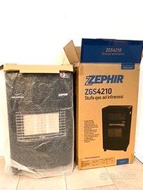 Stufa gas gpl zephir zgs4210 4,2 kw con ruote capa